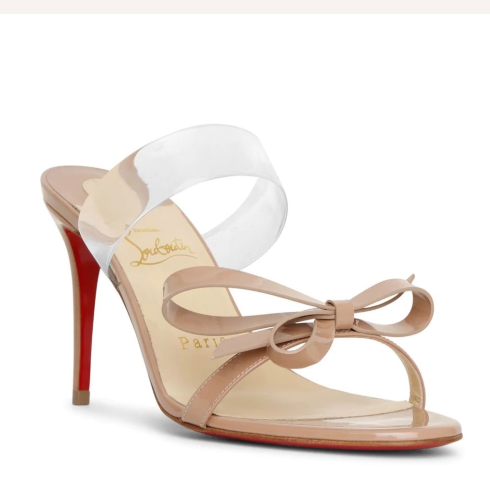 Christian louboutin just nodo 85 patent sandals nude